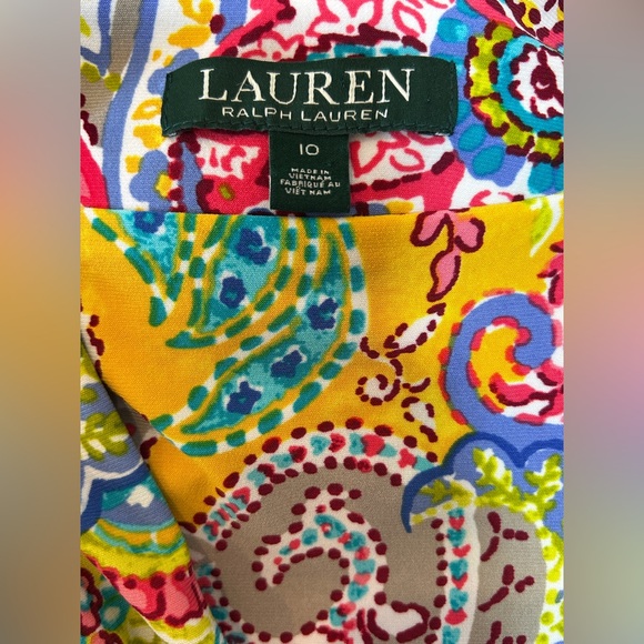 Ralph Lauren Multicolor Paisley Faux Wrap Dress Size 10 - Picture 4 of 5